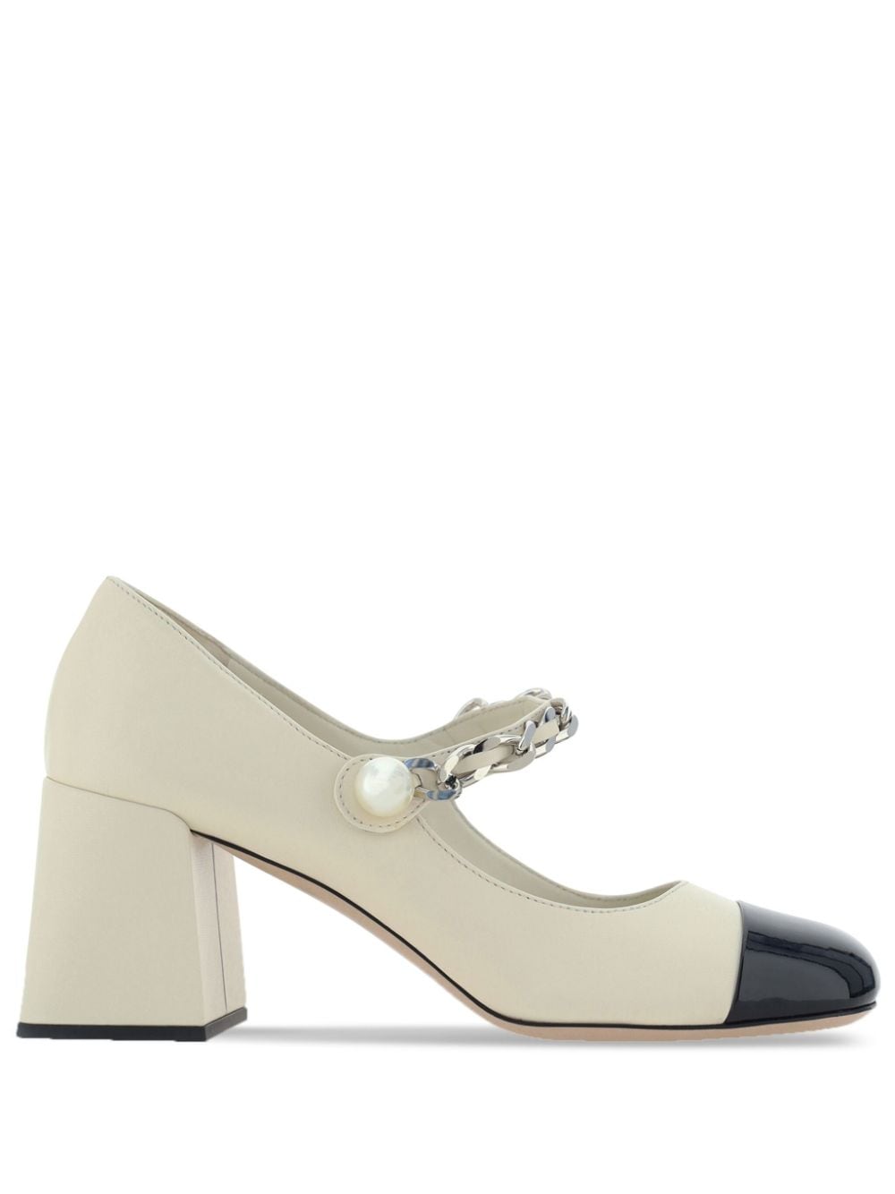 Miu 80 mm pumps met kettingbandje Beige