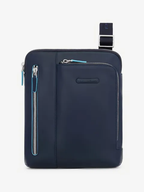PIQUADRO mochila tipo mensajero con placa del logo y cierre