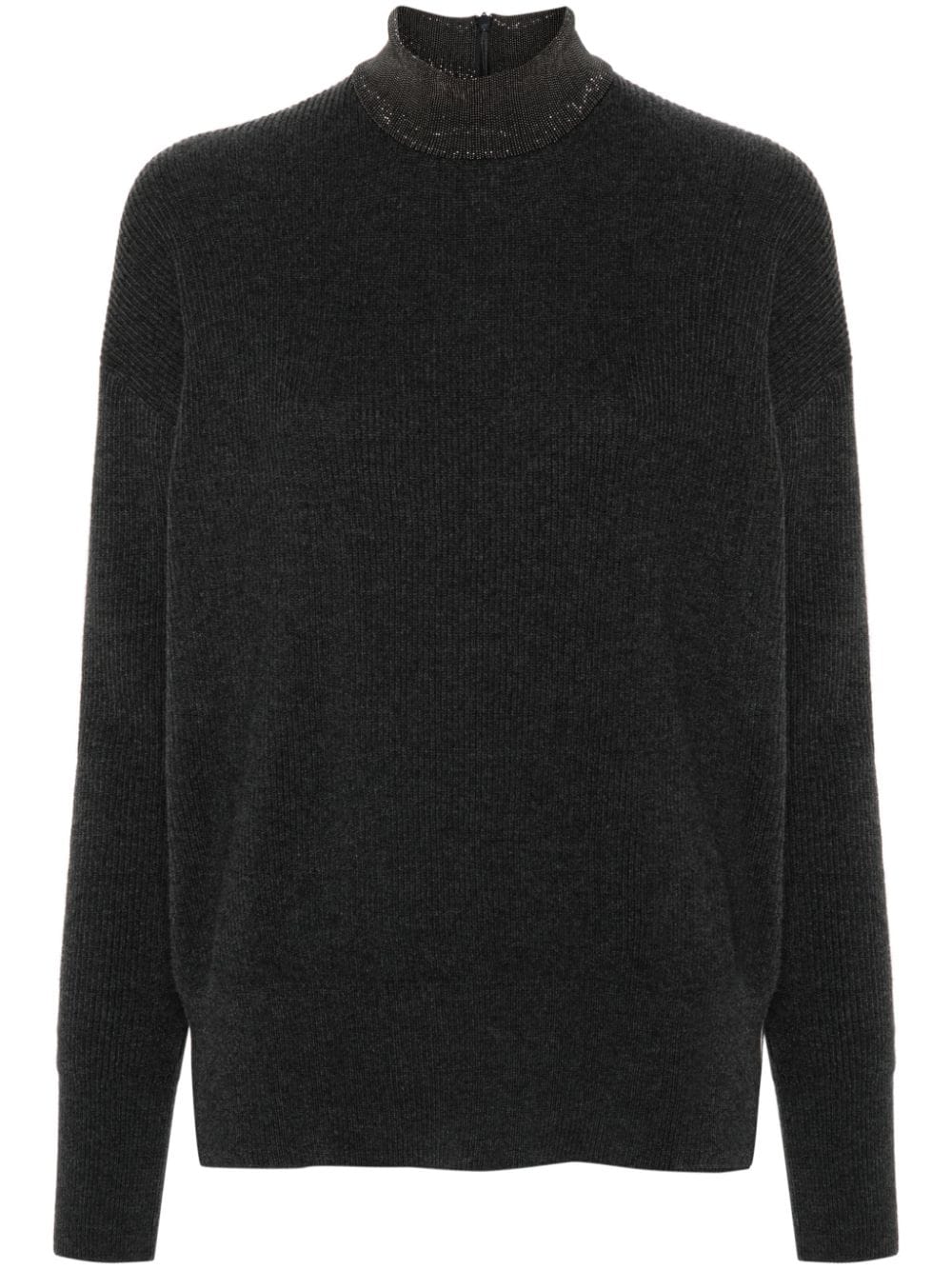 Shop Brunello Cucinelli Rib Cashmere Sweater In Grey