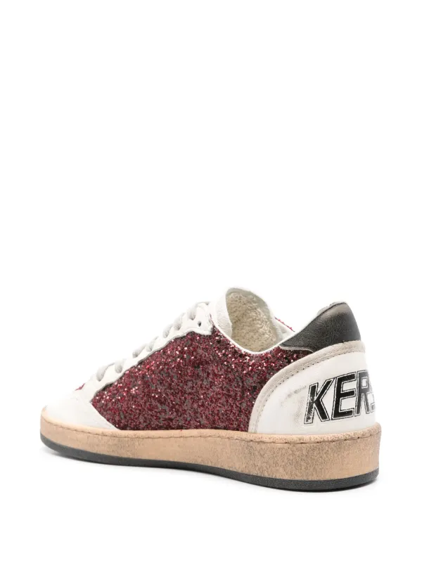 Golden Goose Ball Star Panelled Sneakers Red FARFETCH IN