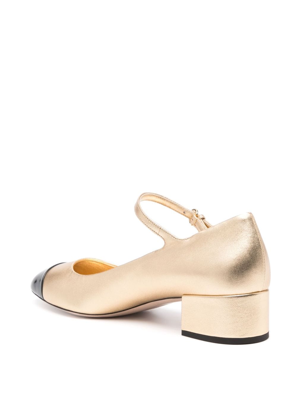 Miu 35 mm leren pumps met logo Goud