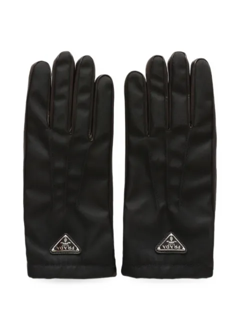 Prada logo-plaque panelled gloves