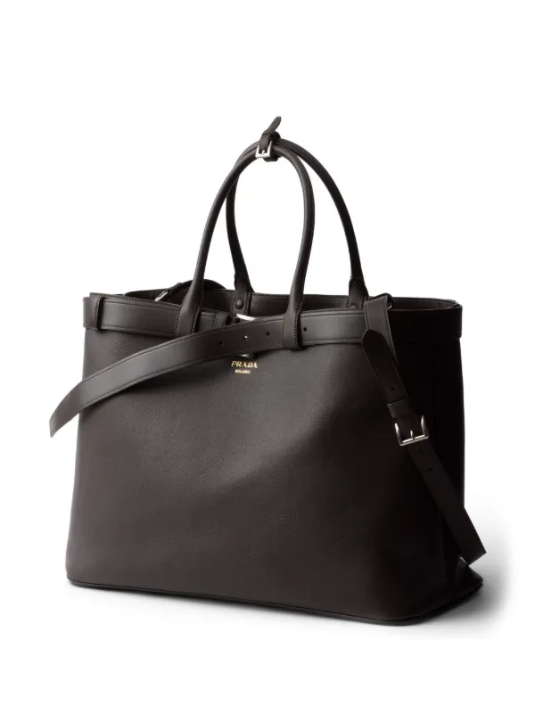 PRADA ダークブラウン ハンドバッグ Prada バックル ハンドバッグ | ブラウン | FARFETCH JP