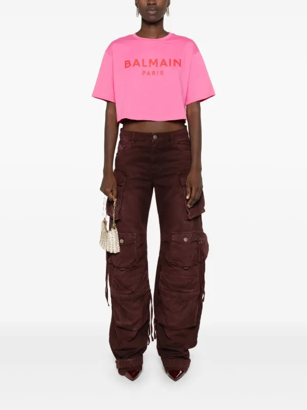 Balmain クロップド Tシャツ | ピンク | FARFETCH JP