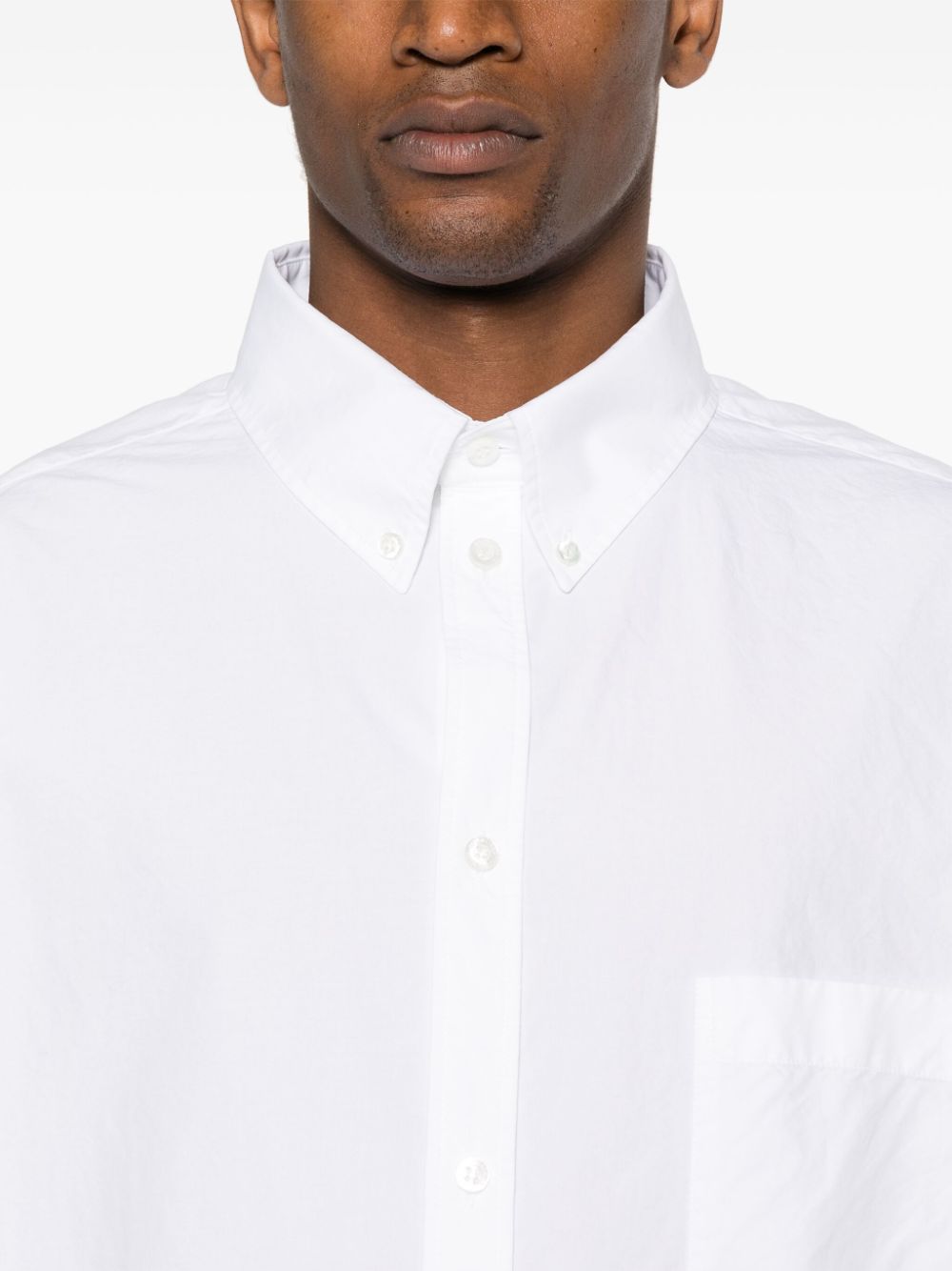 Shop Balenciaga Button-down Collar Cotton Shirt In White