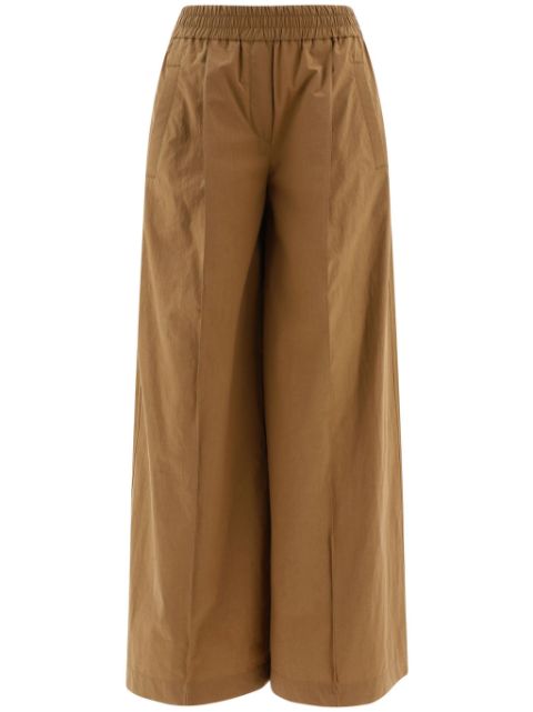 Brunello Cucinelli wide-leg pleated cotton trousers Women