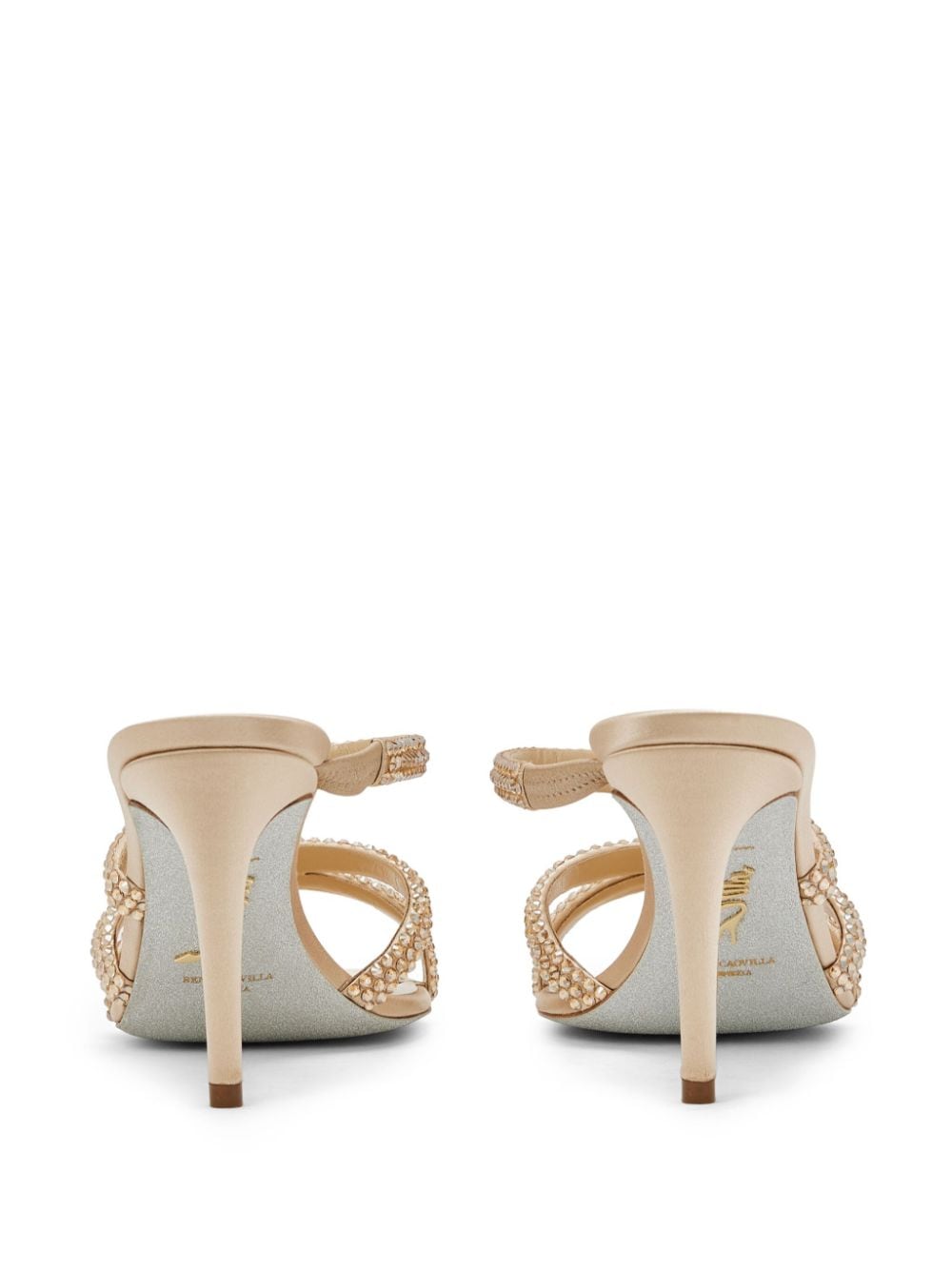 Shop René Caovilla 80mm Lisa Mules In Neutrals