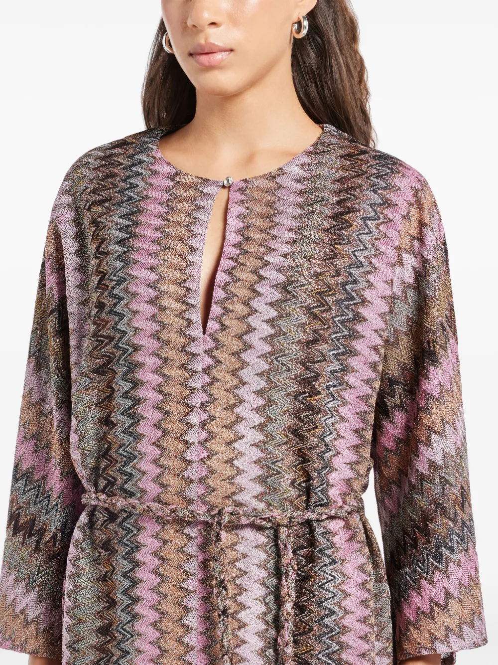 Missoni Jurk met zigzag patroon Roze