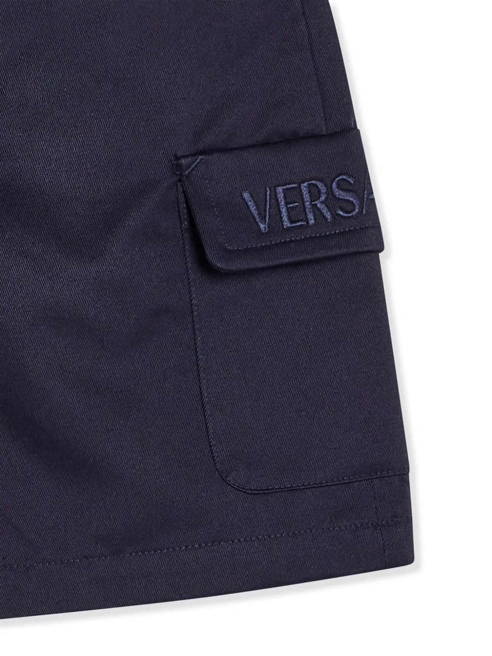 Versace Kids Shorts met geborduurd logo Blauw