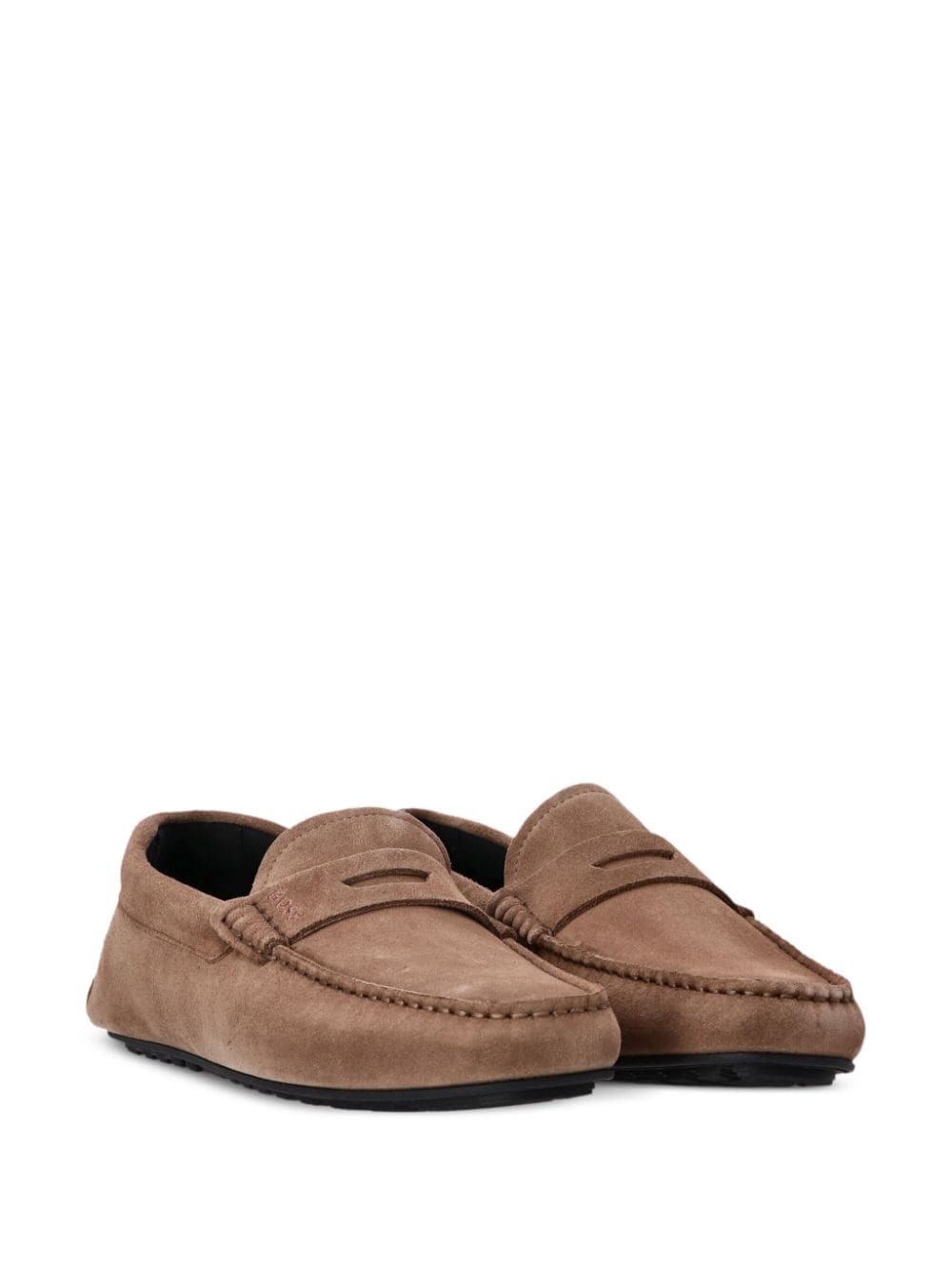 Shop Hugo Boss Noel Suede Mocassins In Neutrals