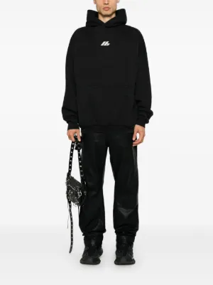 BALENCIAGA ダークグレー パーカー XL BALENCIAGA Oversized Distressed Logo-Print Cotton-Jersey