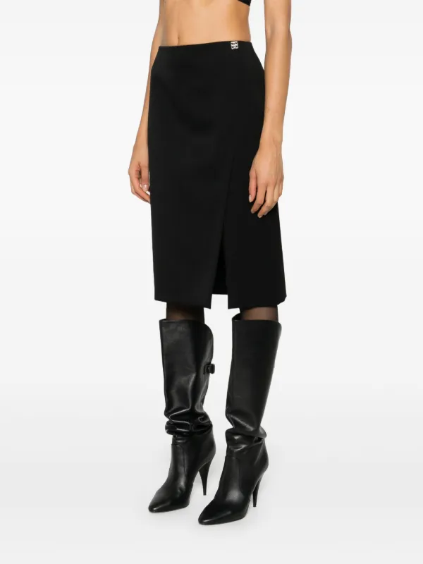 Givenchy 4G Liquid-detail Wool Skirt | Black | FARFETCH