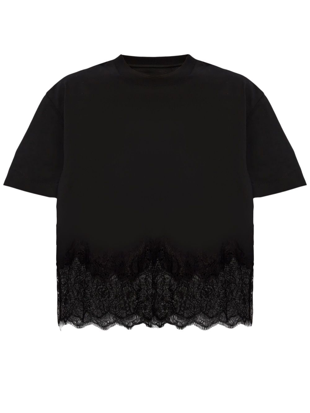 Givenchy Lace-panel Cropped Cotton T-shirt In Black