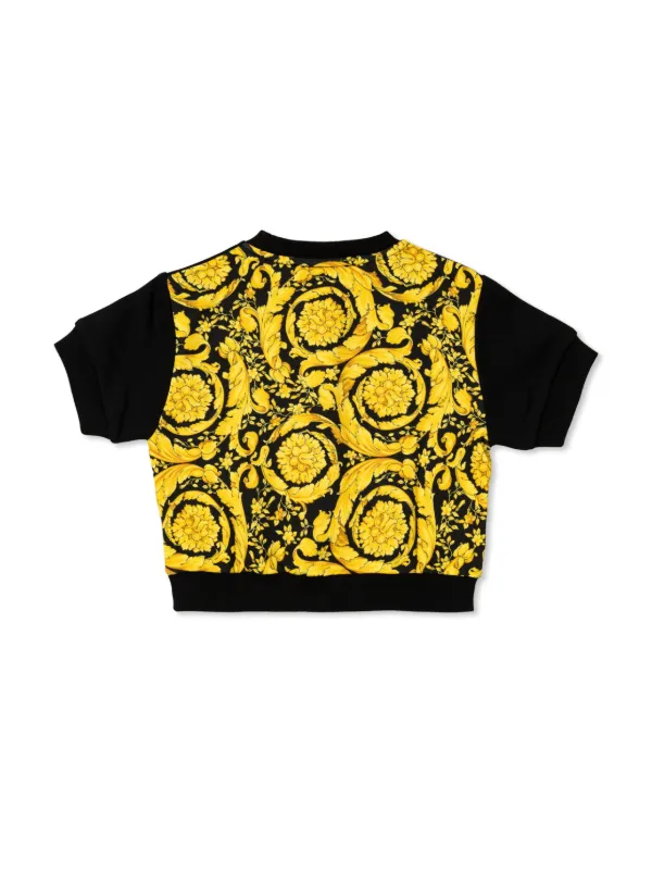 Versace Kids Barocco-print Cotton T-shirt Black FARFETCH PH