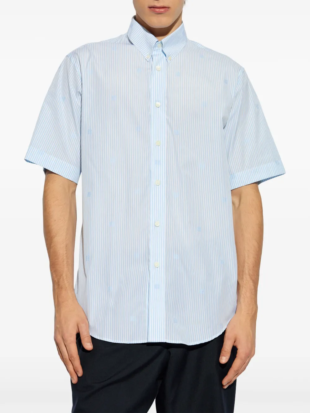 Givenchy Gestreept overhemd met korte mouwen Blauw