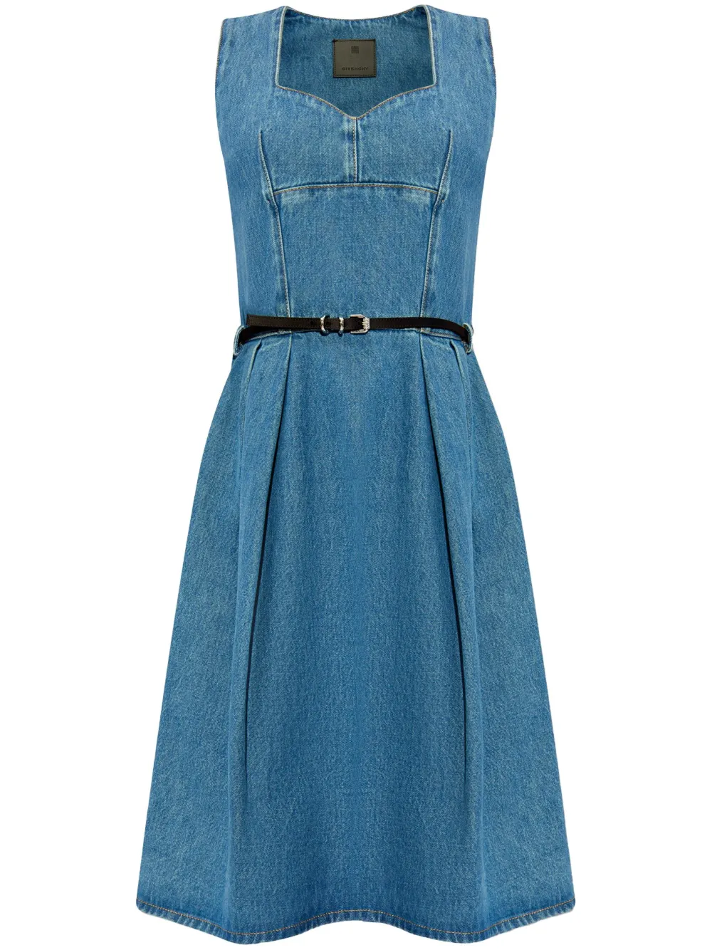 Givenchy belted waist denim dress - Blue