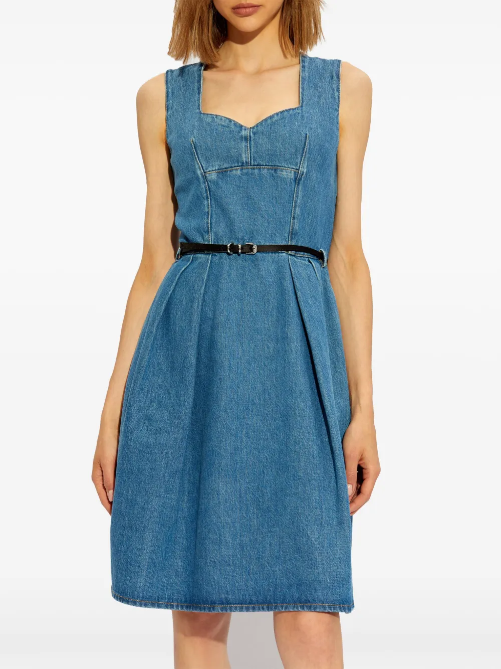  Givenchy Belted Waist Denim Dress - Blue 