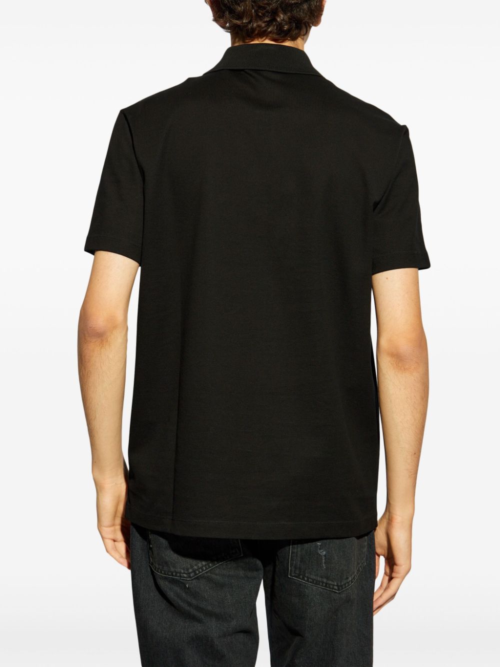 Shop Versace Medusa Head-embroidered Cotton Polo Shirt In Black