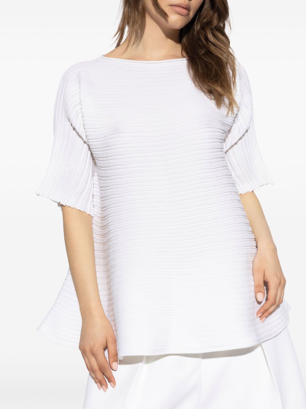 Shop Issey Miyake Bounce Knitted Top In White