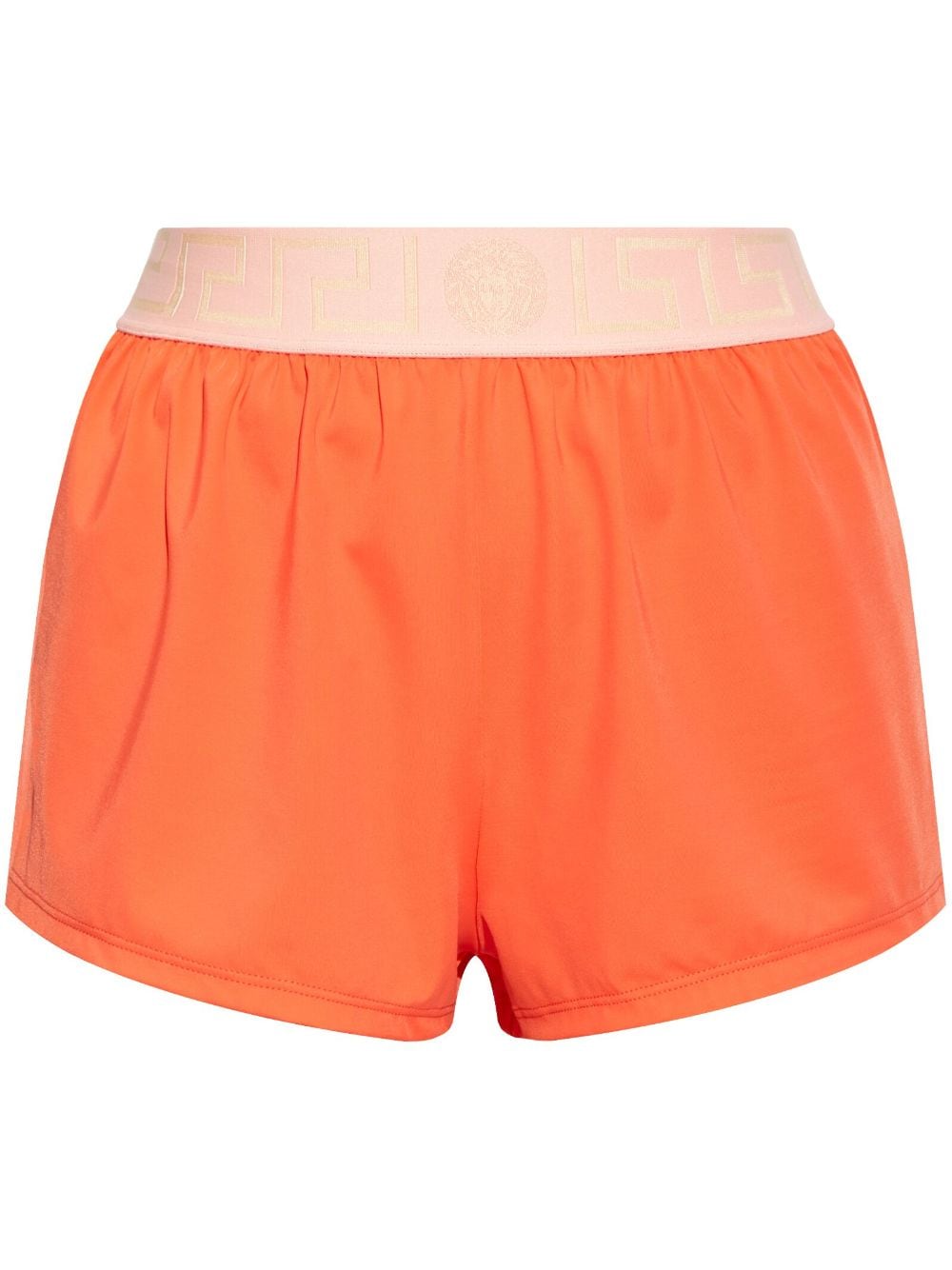 Shop Versace Medusa-waistband Swim Shorts In Orange