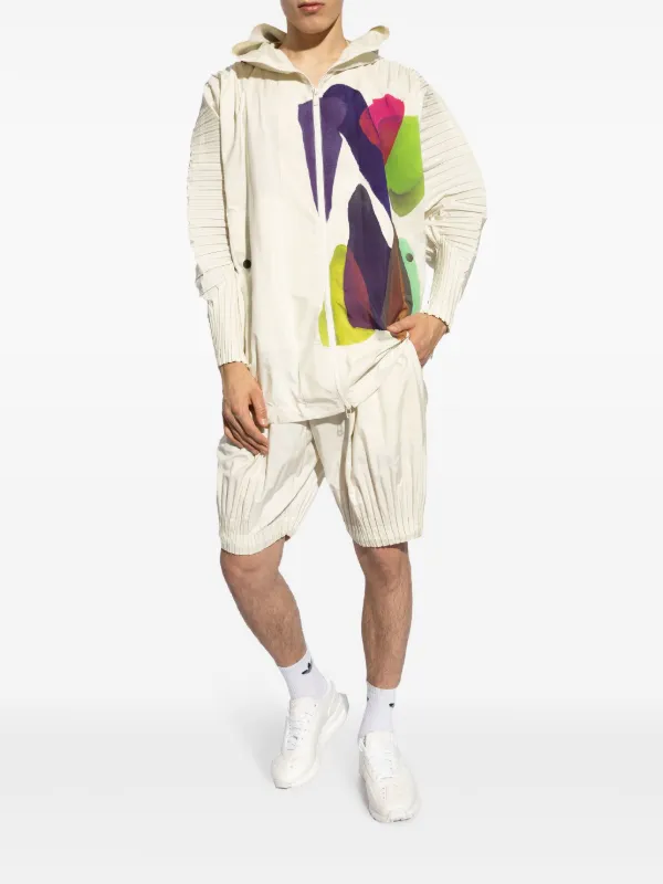 Homme Plissé Issey Miyake Graphic Print Hooded Jacket