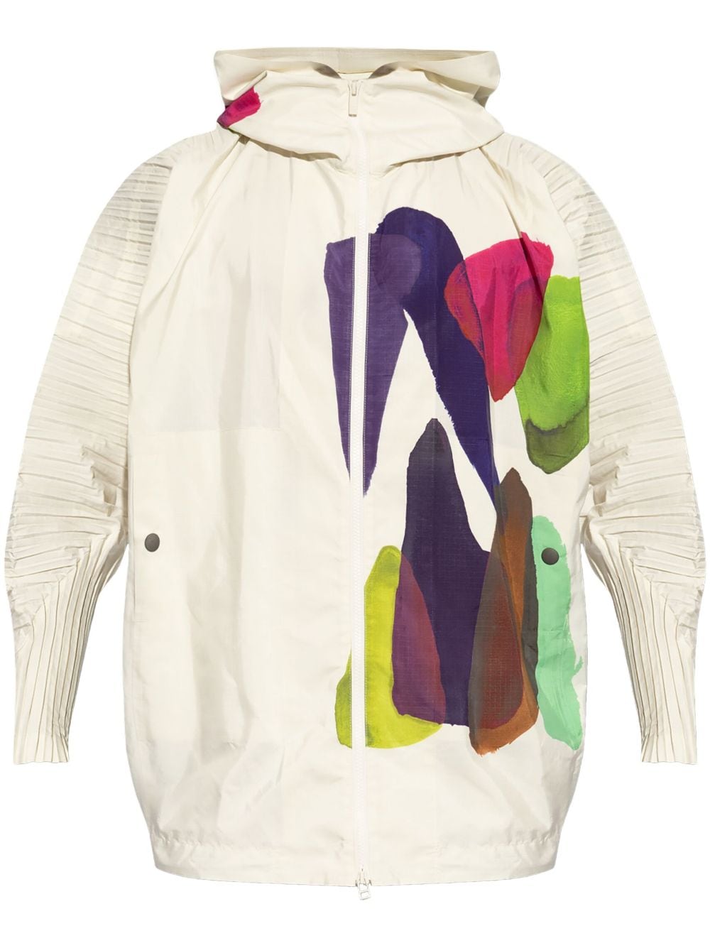 Issey Miyake Graphic Print Hooded Jacket In Multi