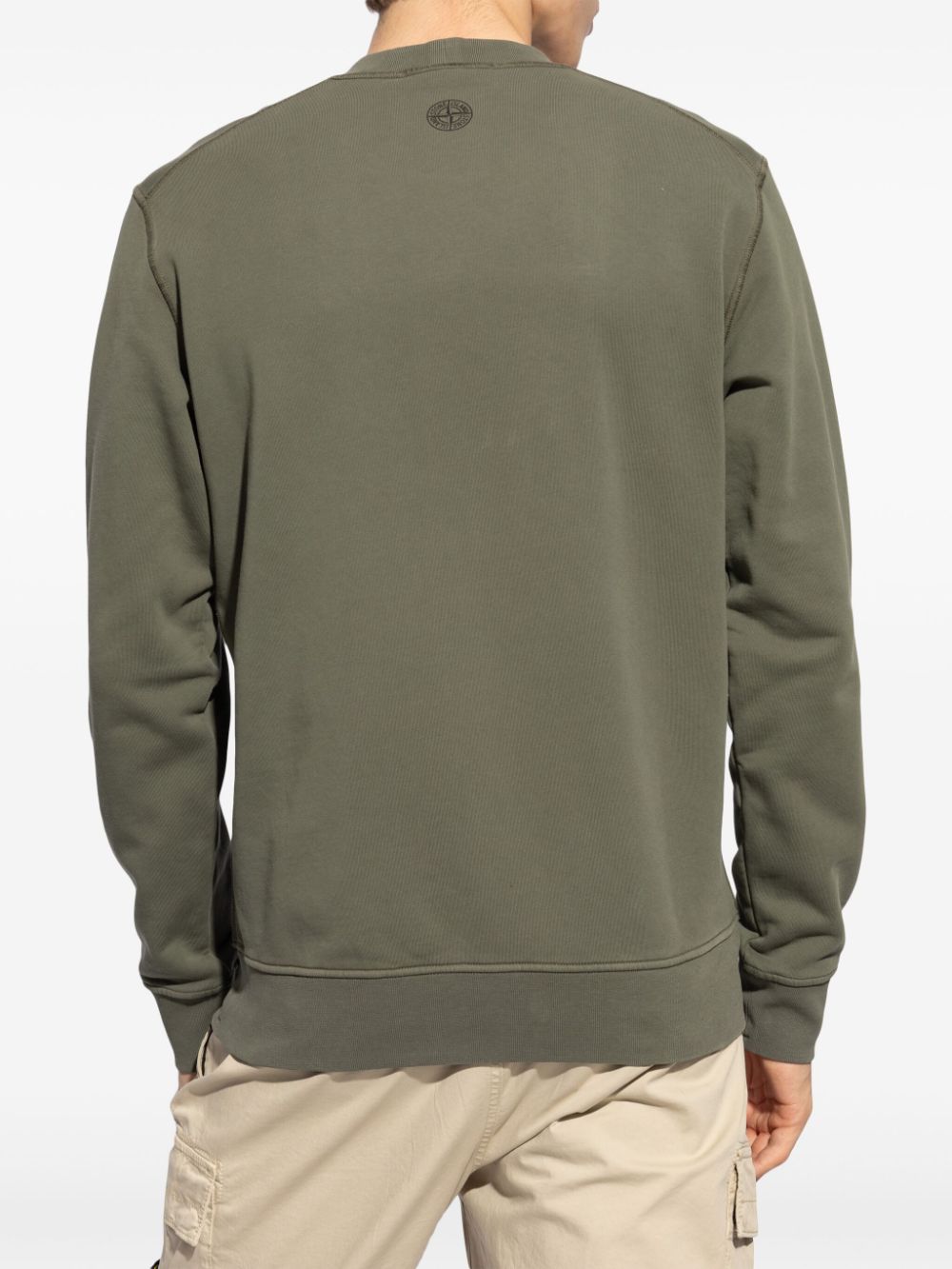 Shop Stone Island Logo-print Cotton Sweatshirt In Green