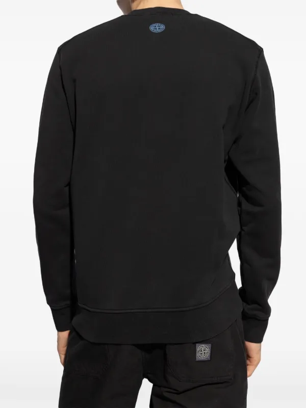 Stone Island logo-print Cotton Sweatshirt | Black | FARFETCH