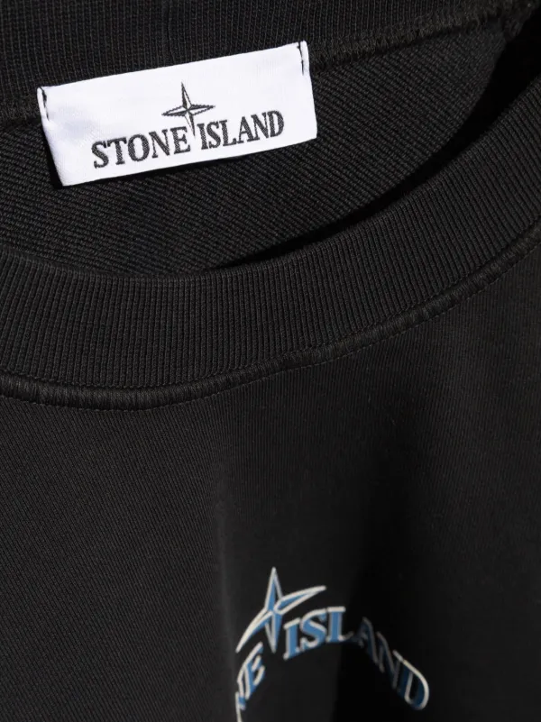 【送料&関税込】Stone  Logoed Sweatshirt Stone Island logo-print Cotton Sweatshirt | Black | FARFETCH