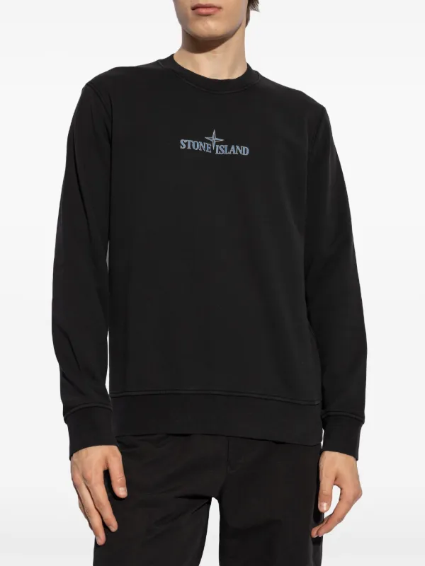 【送料&関税込】Stone  Logoed Sweatshirt Stone Island logo-print Cotton Sweatshirt | Black | FARFETCH