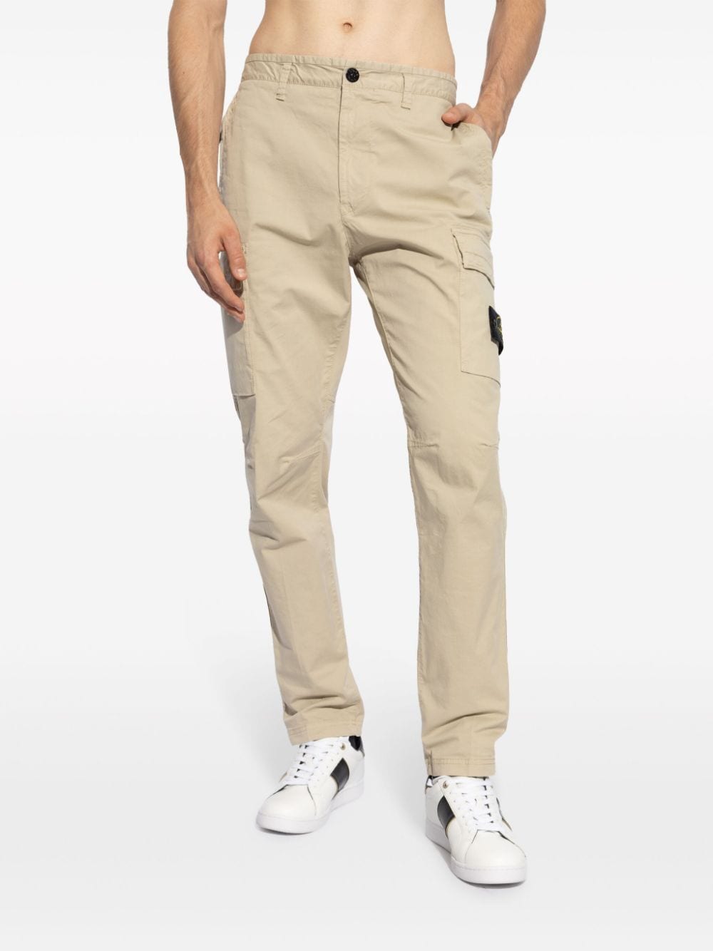 Shop Stone Island Low-waist Slim-fit Cargo Trousers In Neutrals