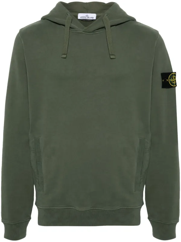 Stone Island Compass badge Cotton Hoodie Green FARFETCH UK