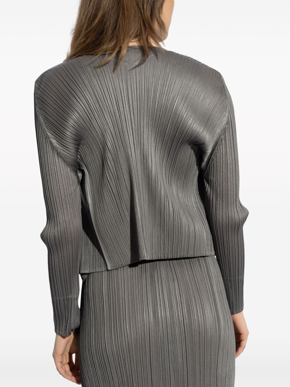 Shop Issey Miyake Pleats Please Open-front Cardigan In Grey