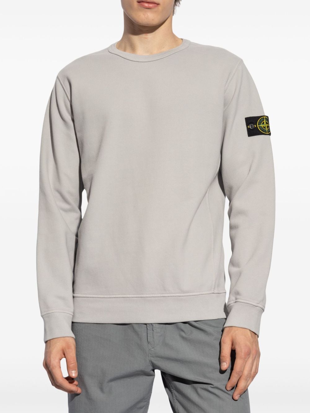 Shop Stone Island Compass-badge Cotton Sweatshirt In Grey