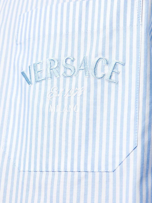 Versace バロッコ シー ストライプ シャツ | ブルー | FARFETCH JP
