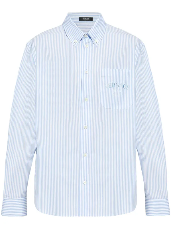 Versace バロッコ シー ストライプ シャツ | ブルー | FARFETCH JP