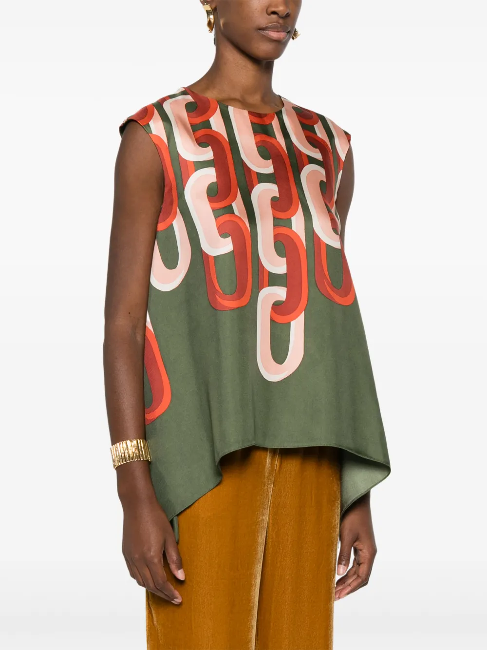 La DoubleJ San Carlo zijden blouse Groen
