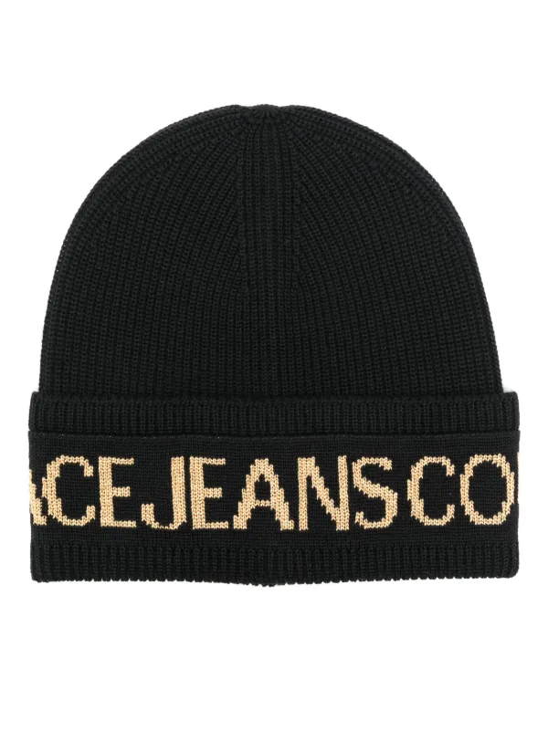Versace Jeans Couture ロゴインターシャ ニットビーニー | ブラック 