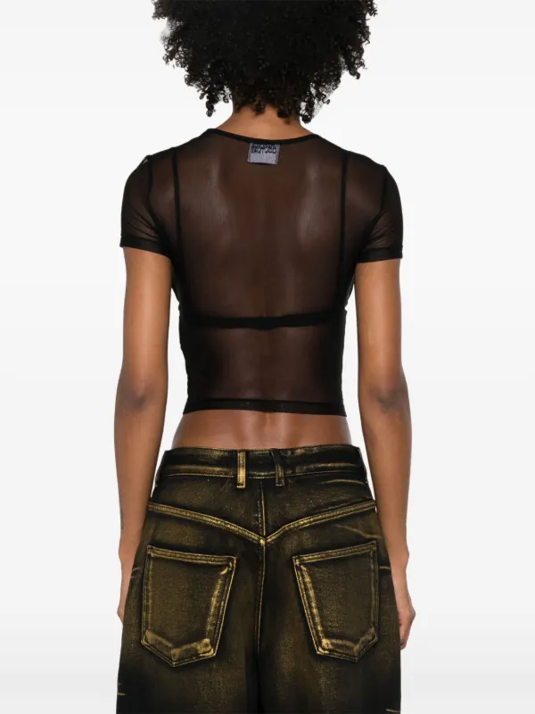 Versace Jeans Couture Piece Number-logo Mesh T-shirt | Black