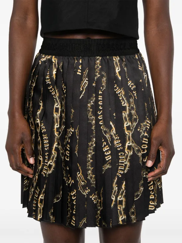 スカート Versace Jeans Couture CHAIN COUTURE PLEATED MIDI Skirt Versace Jeans Couture Chain Couture-print Pleated Skirt