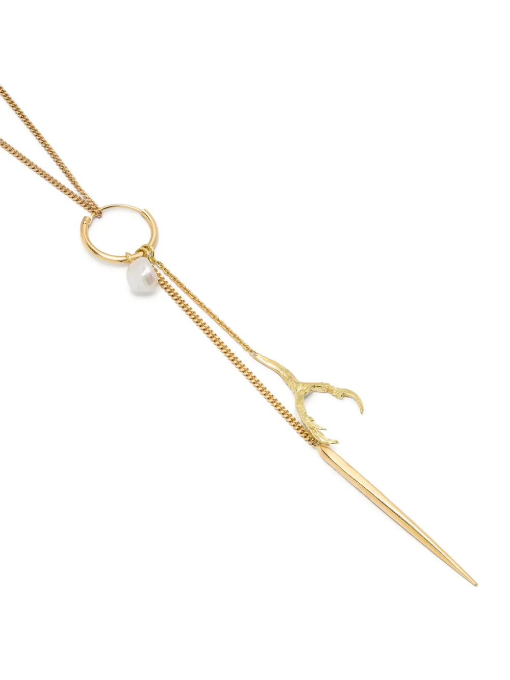 Wouters & Hendrix Gold 18kt Yellow Gold Spikes, Pearls And Claws Necklace In Gold