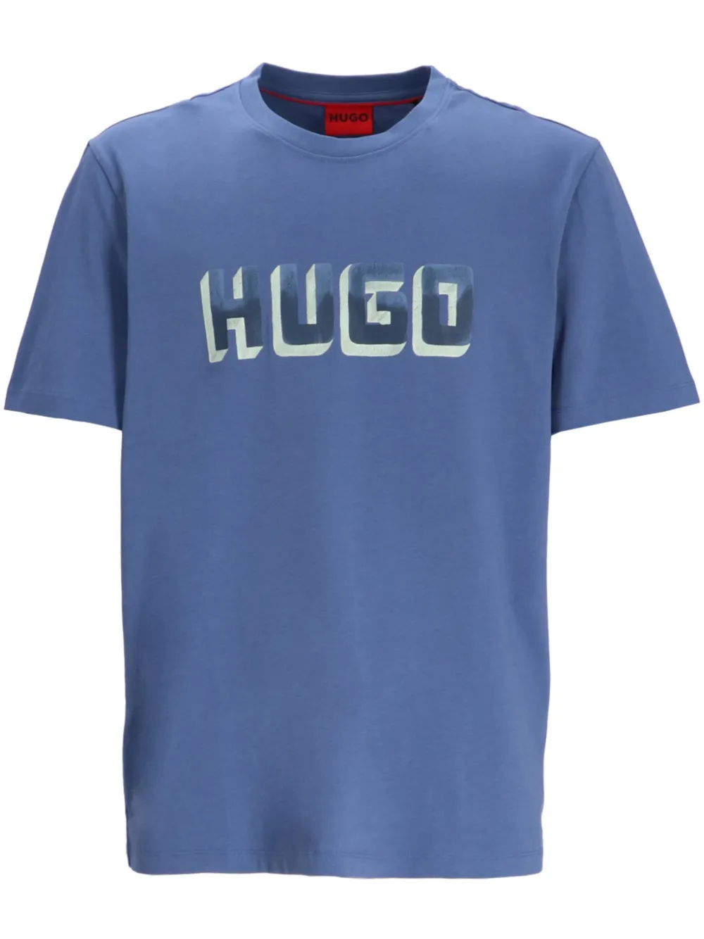 HUGO Camiseta de algodão com estampa de logo | Azul | Image 1