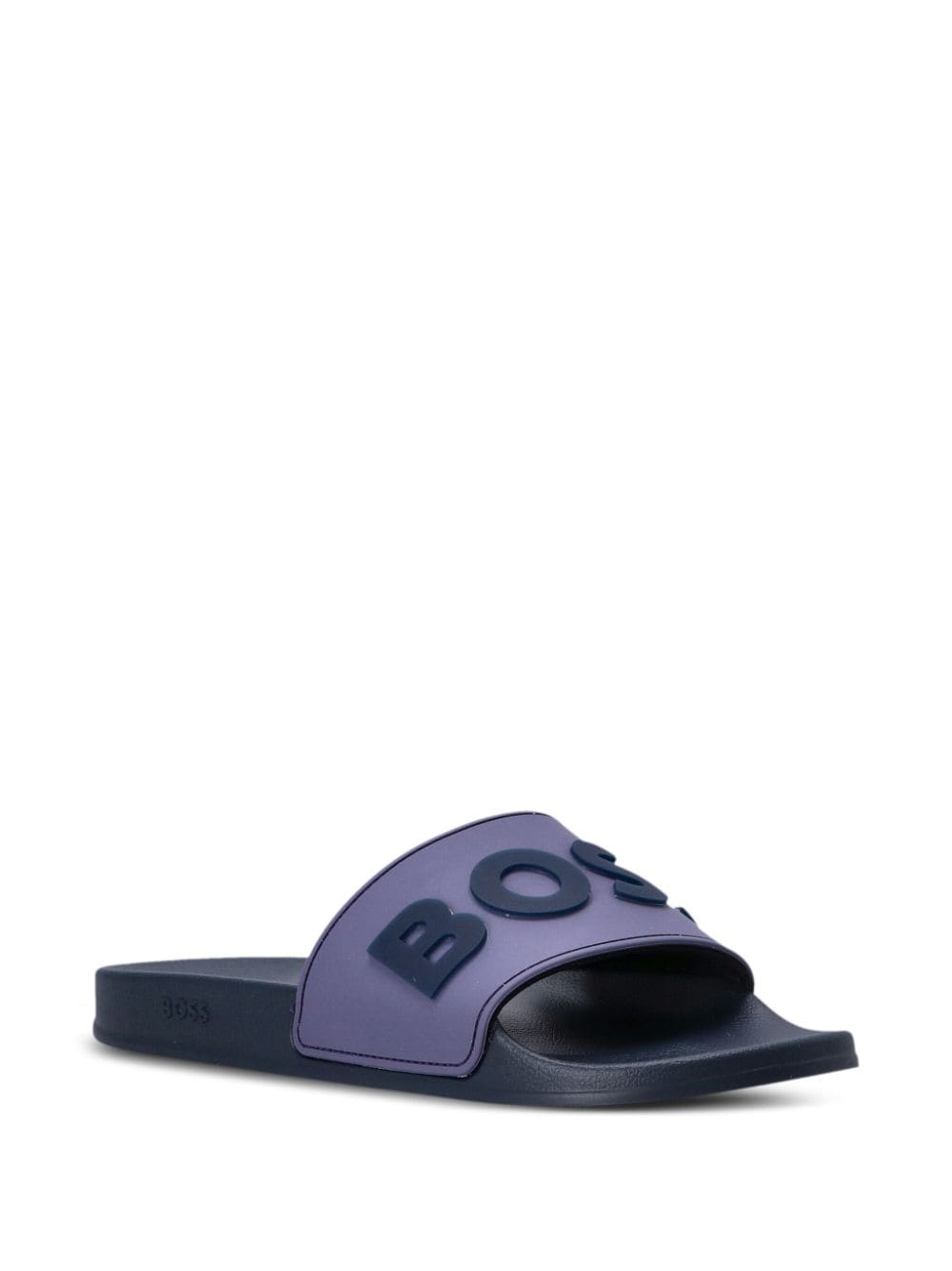 Shop Hugo Boss Logo-embossed Slides In Blue