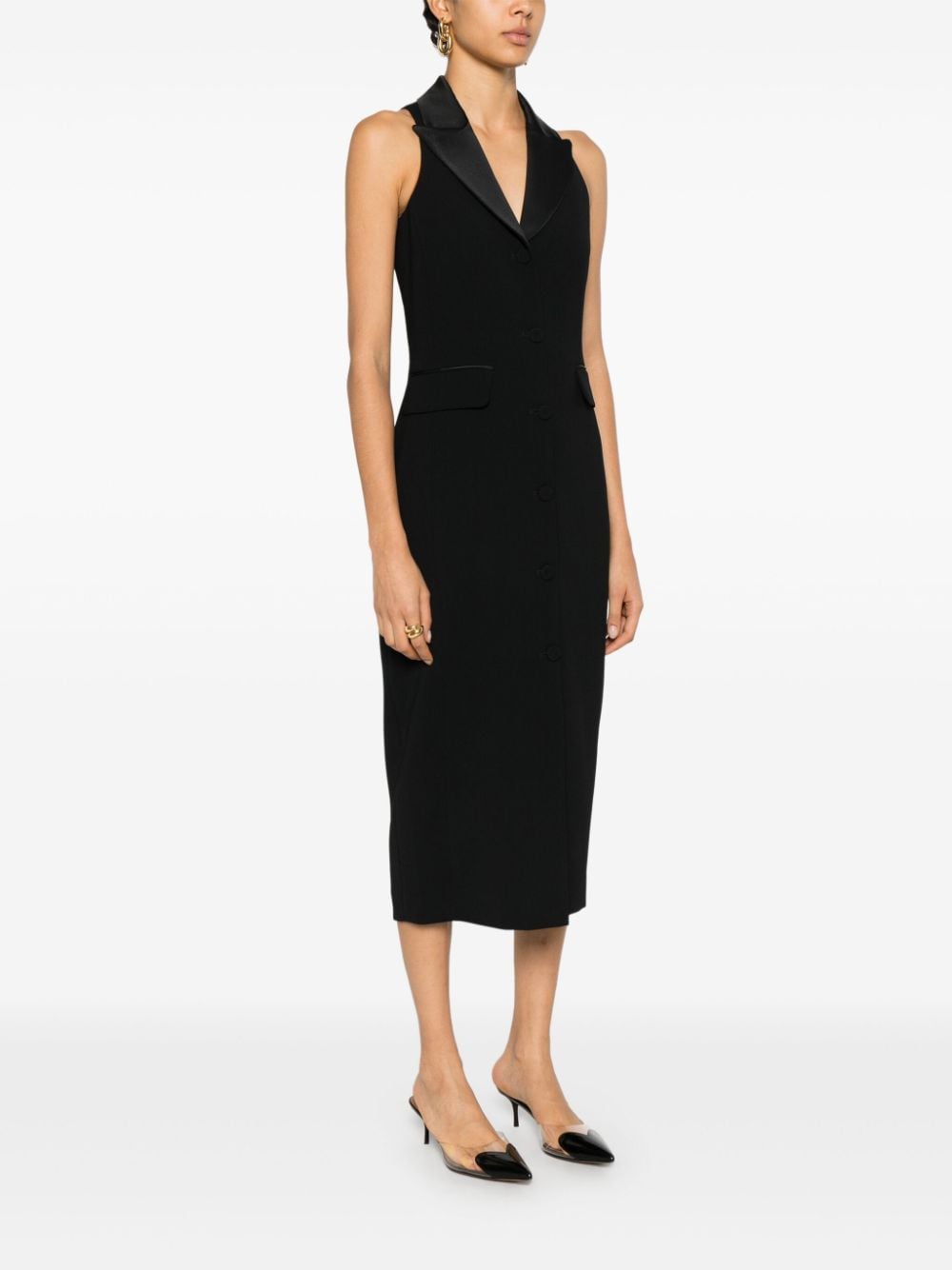 Shop Liu •jo Envers Midi Dress In 黑色