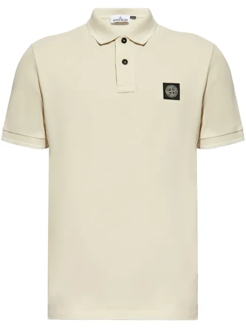 Stone Island playera tipo polo con aplique Compass