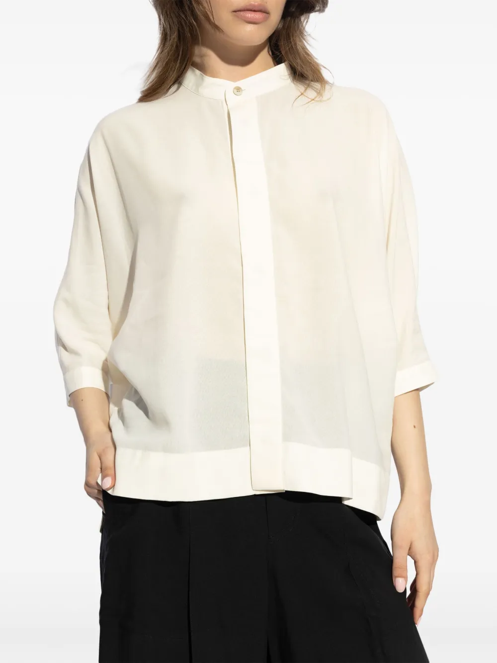 Issey Miyake Top met ronde kraag Wit
