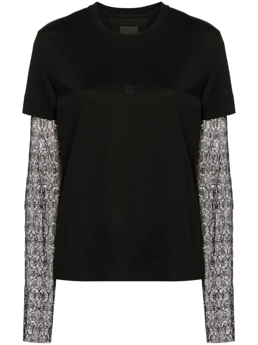 Givenchy layered cotton lace 4G-logo T-shirt - Nero