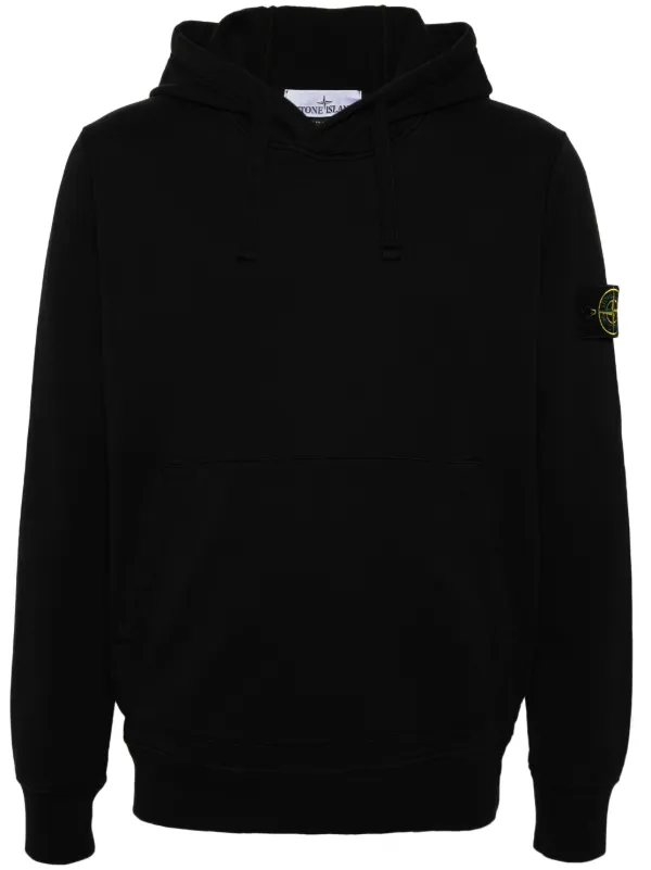 Stone Island Compass badge Cotton Hoodie Black FARFETCH AE