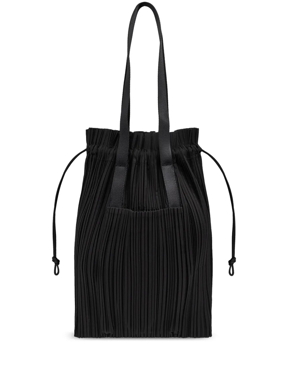 pleated drawstring tote bag