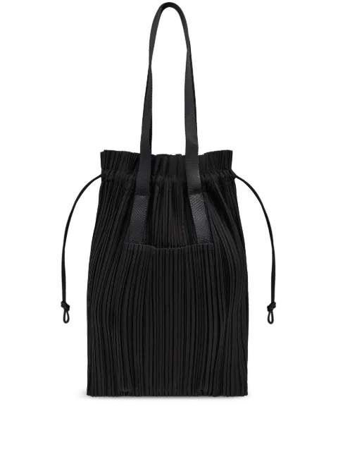 Pleats Please Issey Miyake pleated drawstring tote bag